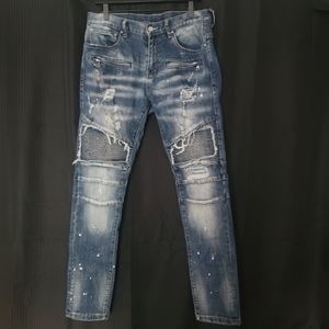 DOPE 32x30 distressed moto stretch jeans